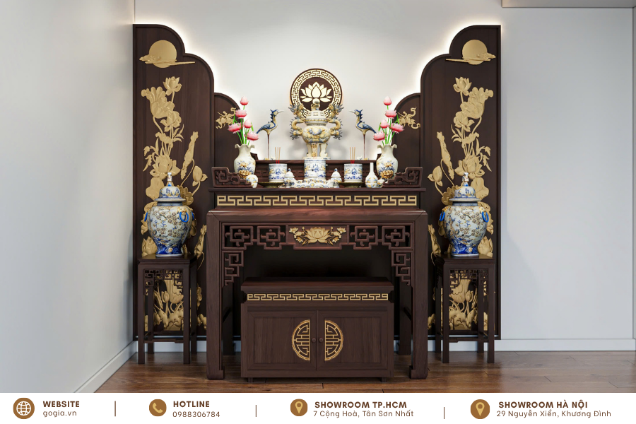 Mẫu phòng thờ biệt thự hiện đại tối giản