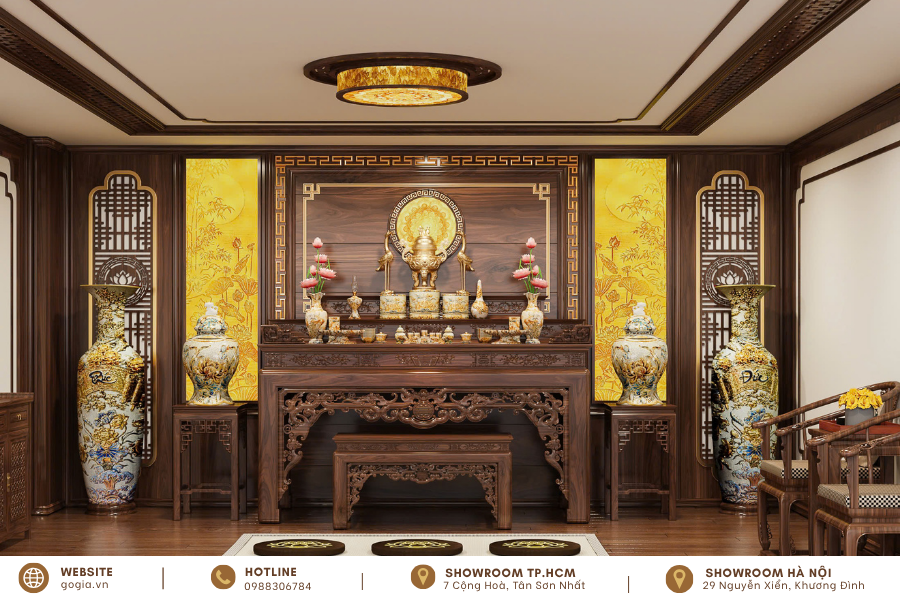 Mẫu phòng thờ biệt thự thiết kế theo yêu cầu