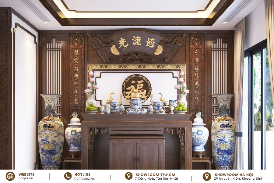 Mẫu phòng thờ biệt thự diện tích lớn