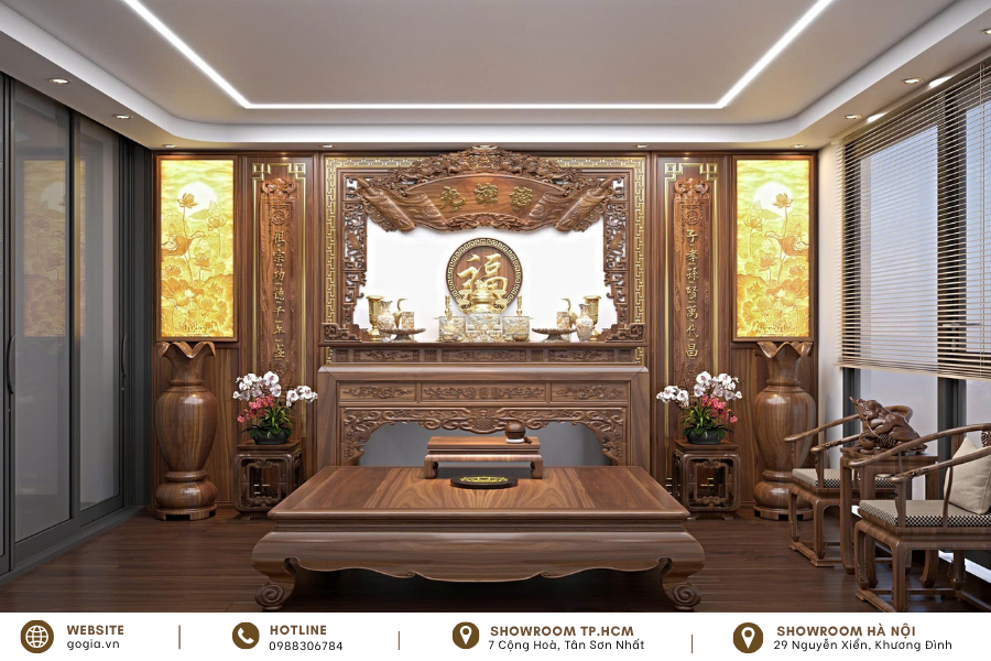 Mẫu phòng thờ biệt thự tân cổ điển