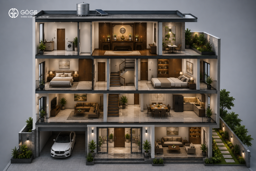 Thiết kế không gian thờ phù hợp với không gian sống